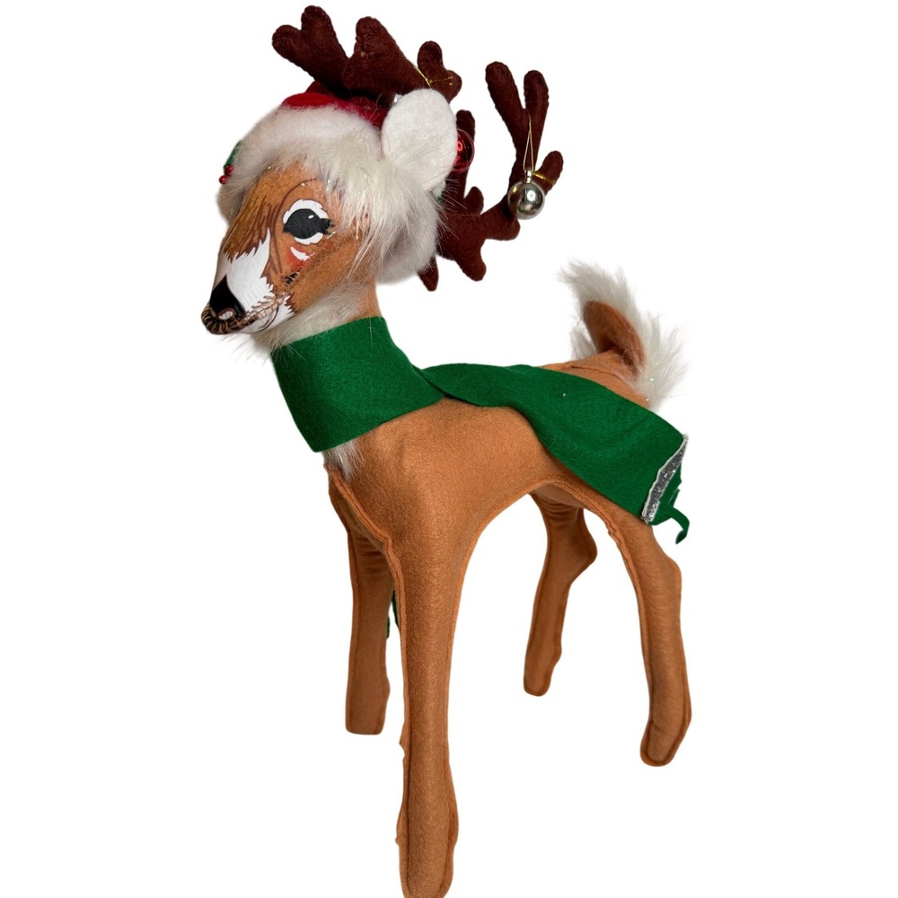 Annalee Alpine Reindeer Christmas Figure 2013 Santa Hat Holiday Decor
